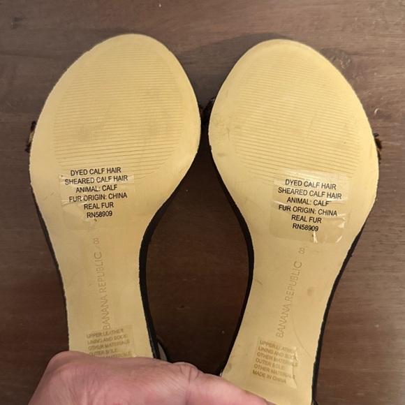 Banana Republic leather/calf hair leopard print heeled sandals Size 8 EUC Sexy - Picture 11 of 13